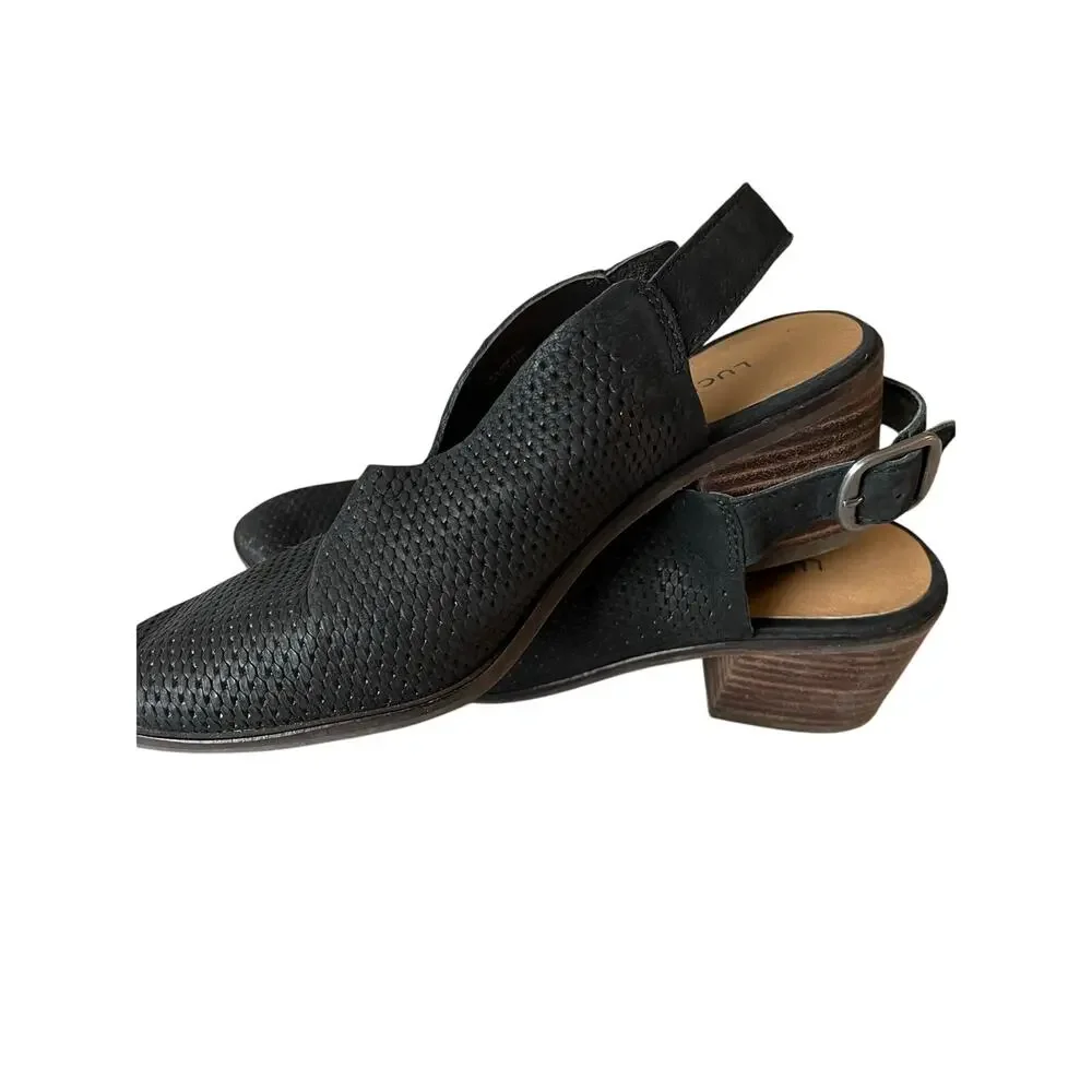 Lucky Brand | Size 6 Lideton Black Leather Mules Slingback Sandals